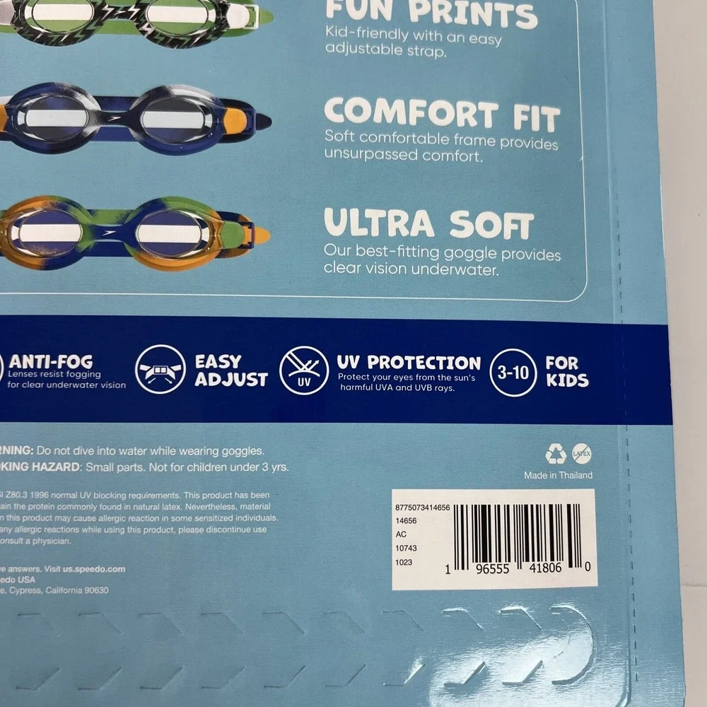Speedo Kids Swim Goggles 3 Pack Ages 3-10 TUV Protect Easy Adjust‎ Anti Fog F30